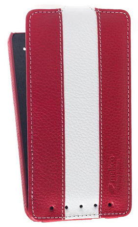    HTC One M7 Melkco Premium Leather Case - Limited Edition Jacka Type (Red/White LC)