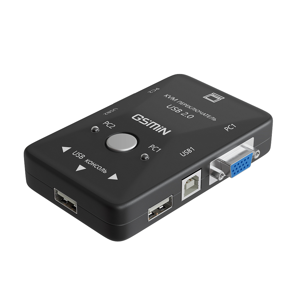 Купить kvm переключатель на 2 pc gsmin k1 (3x vga, 3x usb, 2x usb type b)  (черный) по низкой цене с доставкой | GSMIN