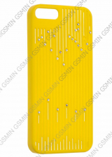 Чехол-накладка для Apple iPhone 5/5S/SE со стразами полосатая (Желтый)