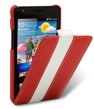 Кожаный чехол для Samsung Galaxy S2 Plus (i9105) Melkco Premium Leather Case - Limited Edition Jacka Type (Red/White LC)