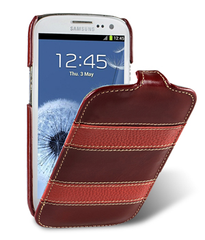 Кожаный чехол для Samsung Galaxy S3 (i9300) Melkco Premium Leather Case - Unique Edition Jacka Type With name card slot (Vintage Red / Red LC)