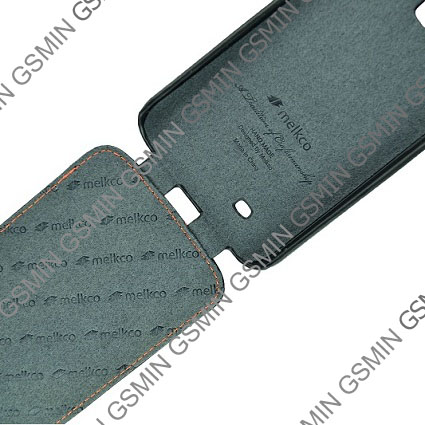 Кожаный чехол для Samsung Galaxy S4 (i9500) Melkco Premium Leather Case - Limited Edition Jacka Type (Black/Orange LC)
