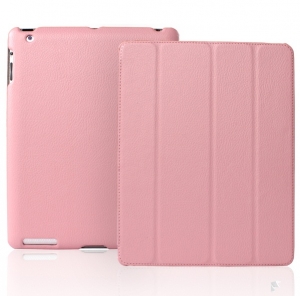 Кожаный чехол для iPad 2 Jison Smart Leather Case (Розовый)