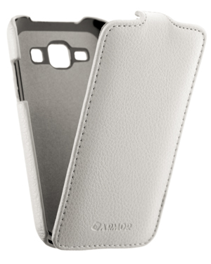 Кожаный чехол для Samsung Galaxy J1 (J100H) Armor Case "Full" (Белый)