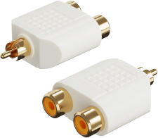 Адаптер переходник разветвитель GSMIN A91 RCA тюльпан (M) - 2 x RCA тюльпана (F) (Белый)