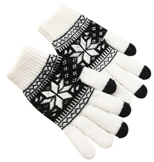 Перчатки Touch Glove для сенсорных (емкостных) экранов "Снежинка" (Белый)