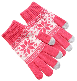Перчатки Touch Glove для сенсорных (емкостных) экранов "Снежинка" (Розовый)