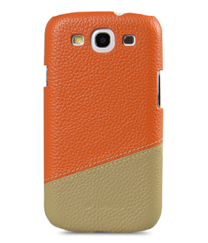 Кожаный чехол-накладка для Samsung Galaxy S3 (i9300) Melkco Premium Leather Snap Cover - Mix and Match D77 (Orange LC / Khaki LC)