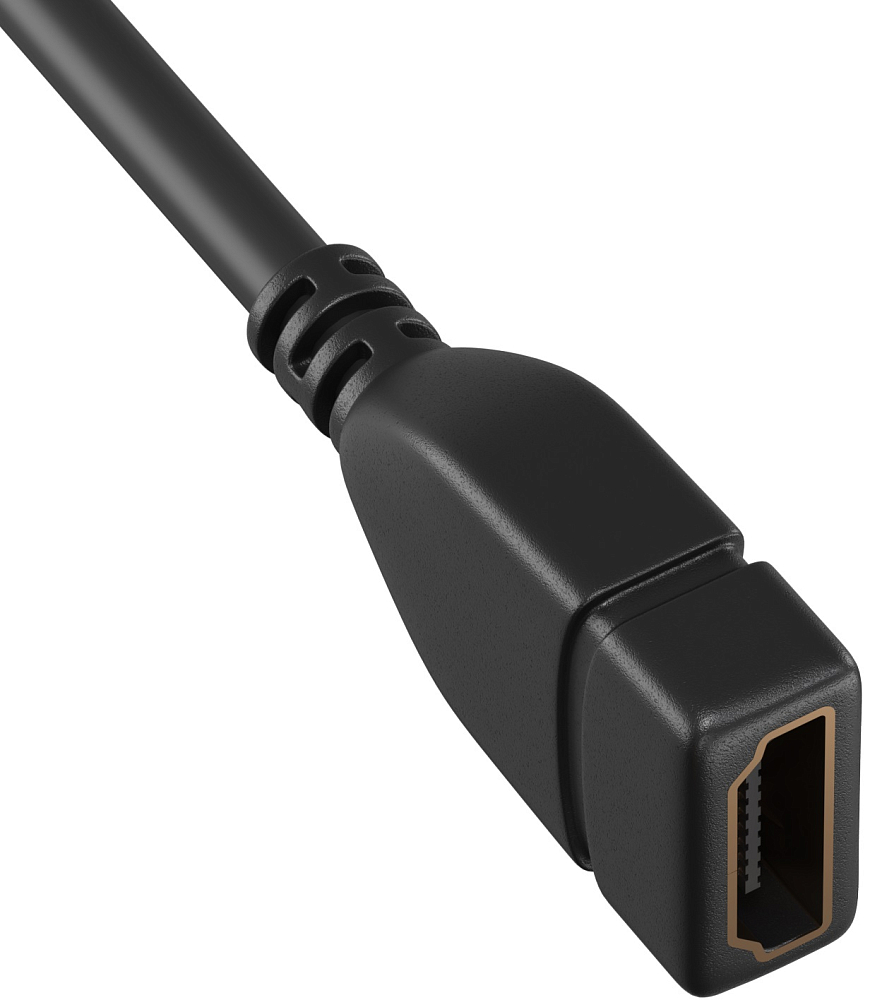 Кабель переходник адаптер GSMIN AC22 угловой 90 градусов HDMI (F) - micro  HDMI (M) 25 см (Черный)