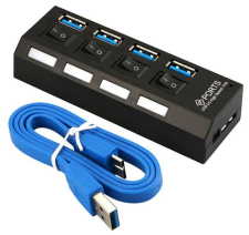 USB-концентратор HRS A29 (разветвитель HUB) на 4 порта с выключателем (50 см) (USB 3.0 - AM/MicroBM) (Черный)