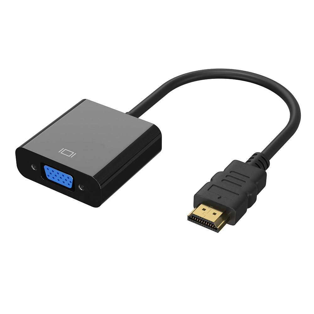 Переходник адаптер GSMIN B5 HDMI (M) - VGA (F) конвертер для монитора,  видеокарты, проектора (Черный)