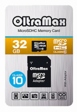 ����� ������ OltraMax MicroSDHC 32GB Class 10 � ��������� SD