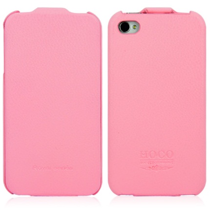 Кожаный чехол для Apple iPhone 4/4S Hoco Leather Case (Розовый)