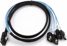 Кабель адаптер GSMIN DP42 SAS SFF-8087 (36Pin) - 4 х SATA (7Pin) (1м) (Черный)