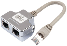 Сетевой разветвитель GSMIN CB-107 2xRJ45 (F) - RJ45 (M) (Серебристый)