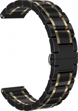 Ремешок керамический GSMIN Clew 22 для Elari KidPhone Fresh (Черно - золотистый)