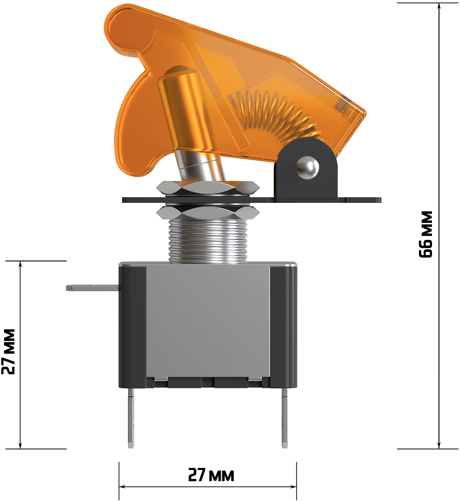 Тумблер выключатель автомобильный 12В, 20A, 3pin GSMIN MTS-212 с подсветкой  (Оранжевый)
