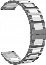 Ремешок металлический GSMIN Chafe 20 для Samsung Galaxy Watch 4 Classic 46мм (Серебристо - белый)