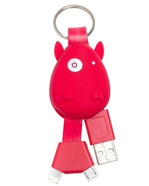 Универсальный USB-кабель брелок Apple Lightning / MicroUSB RHDS (Красный)