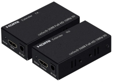 Удлинитель HDMI сигнала активный GSMIN CV-02 по витой паре RJ45 UTP 5e/6 568B Full HD 1080p 3D (60 м) (Черный)