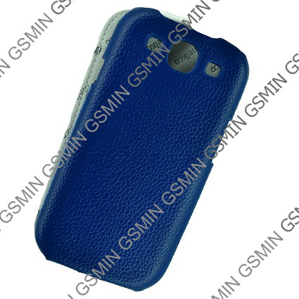 Кожаный чехол для Samsung Galaxy S3 (i9300) Melkco Premium Leather Case - Special Edition Jacka Type (Dark Blue/White LC)