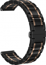 Ремешок керамический GSMIN Clew 20 для Samsung Galaxy Watch 4 Classic 46мм (Черный - розовое золото)