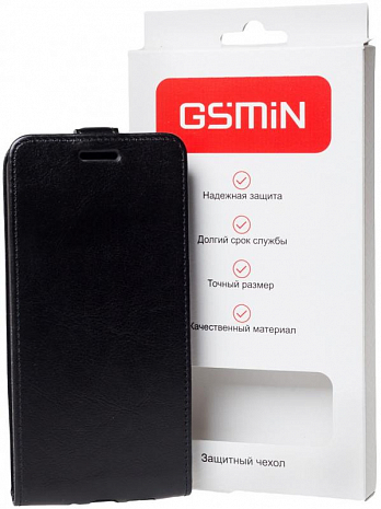 Кожаный чехол-флип GSMIN Series Classic для Alcatel U5 5044D с магнитной застежкой (Черный)