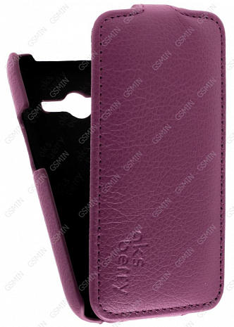 Кожаный чехол для Samsung Galaxy Ace 4 Lite (G313h) Aksberry Protective Flip Case (Фиолетовый)