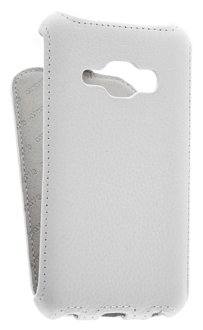 Кожаный чехол для Samsung Galaxy J1 (2016) Armor Case (Белый) (Дизайн 104)