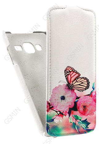 Кожаный чехол для Samsung Galaxy J3 (2016) SM-J320F/DS Aksberry Protective Flip Case (Белый) (Дизайн 7/7)