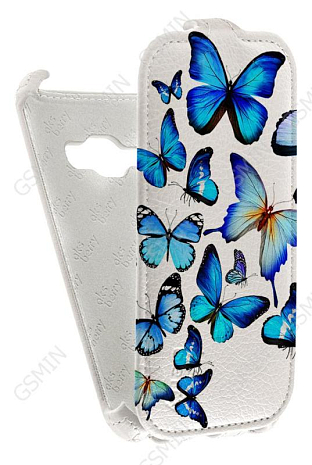 Кожаный чехол для Samsung Galaxy J1 (2016) Aksberry Protective Flip Case (Белый) (Дизайн 13/13)