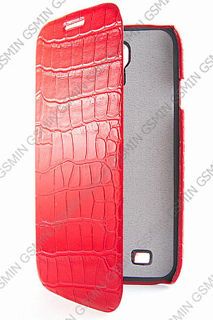 Кожаный чехол для Samsung Galaxy S4 (i9500) Armor Case - Book Type (Crocodile Red)