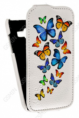 Кожаный чехол для Samsung Galaxy J1 (J100H) Aksberry Protective Flip Case (Белый) (Дизайн 3/3)