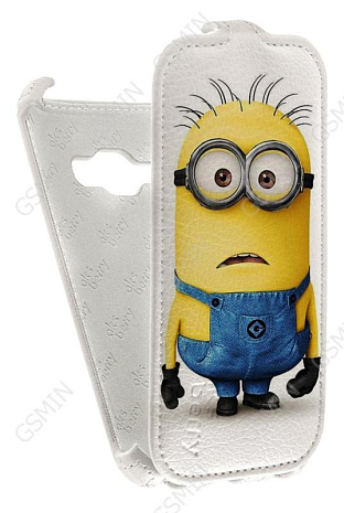 Кожаный чехол для Samsung Galaxy J1 (2016) Aksberry Protective Flip Case (Белый) (Дизайн 10/10)