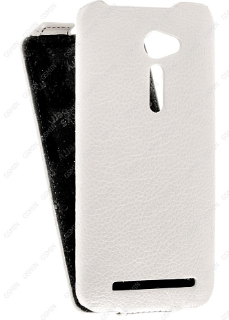Кожаный чехол для Asus Zenfone 2 ZE500CL Aksberry Protective Flip Case (Белый) (Дизайн 147)