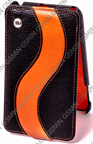    Samsung Galaxy Note (N7000) Melkco Premium Leather Case - Special Edition Jacka Type (Black/Orange LC)