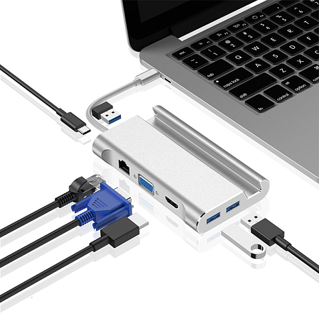 USB- () GSMIN RT-17 7  1 c    (Type-C, 3xUSB 3.0, RJ45, HDMI, VGA, PD) ()