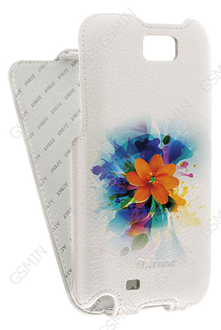 Кожаный чехол для Samsung Galaxy Note 2 (N7100) Armor Case (Белый) (Дизайн 6/6)