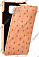 Кожаный чехол для Samsung Galaxy S2 Plus (i9105) Melkco Premium Leather Case - Jacka Type (Ostrich Print pattern-Orange)