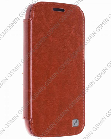Кожаный чехол для Samsung Galaxy K Zoom (C1158) Hoco Crystal Series View Leather Case (Коричневый)