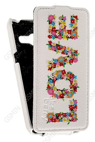 Кожаный чехол для Asus Zenfone 4 (A400CG) Aksberry Protective Flip Case (Белый) (Дизайн 14/14)