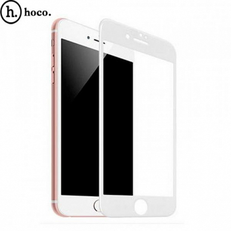 Противоударное защитное стекло для iPhone 8 Plus Hoco 3D Cool  Zenith Series (HD) V1 на весь экран с рамкой (Белый)