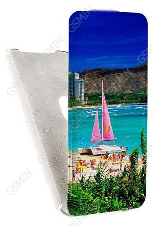 Кожаный чехол для ASUS ZenFone Zoom ZX551ML Aksberry Protective Flip Case (Белый) (Дизайн 177)