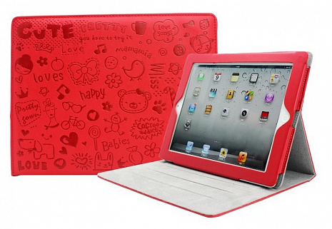 Кожаный чехол для iPad 2/3 и iPad 4 RHDS Fashion Leather Case (Красный)