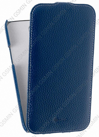 Кожаный чехол для Samsung Galaxy Mega 6.3 (i9200) Sipo Premium Leather Case - V-Series (Синий)