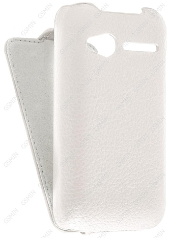 Кожаный чехол для Alcatel POP D1 4018D Art Case (Белый) (Дизайн 42)