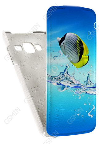 Кожаный чехол для Samsung Galaxy J3 (2016) SM-J320F/DS Aksberry Protective Flip Case (Белый) (Дизайн 150)