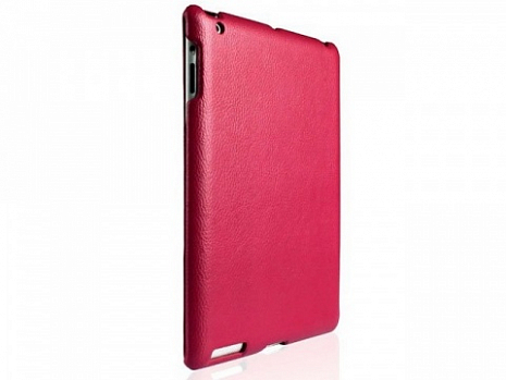 Кожаный чехол для iPad 2 Jison Smart Leather Case (Малиновый)