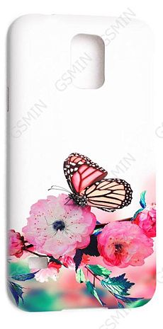 Кожаный чехол-накладка для Samsung Galaxy S5 Aksberry Slim Soft (Белый) (Дизайн 7)