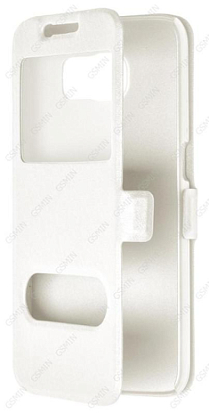 Чехол-книжка с магнитной застежкой для Samsung Galaxy S6 G920F с окном (Белый)